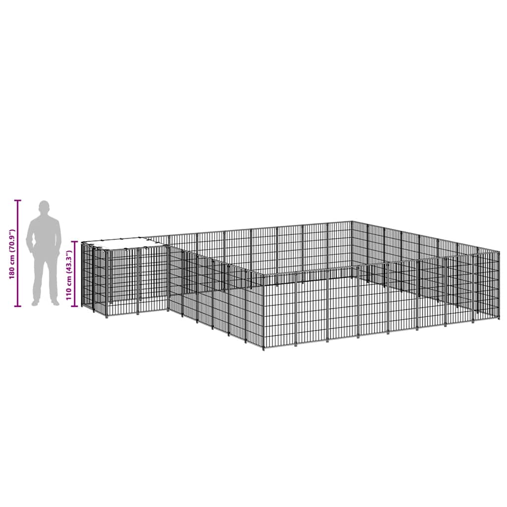 Hundgård svart 20,57 m² stål