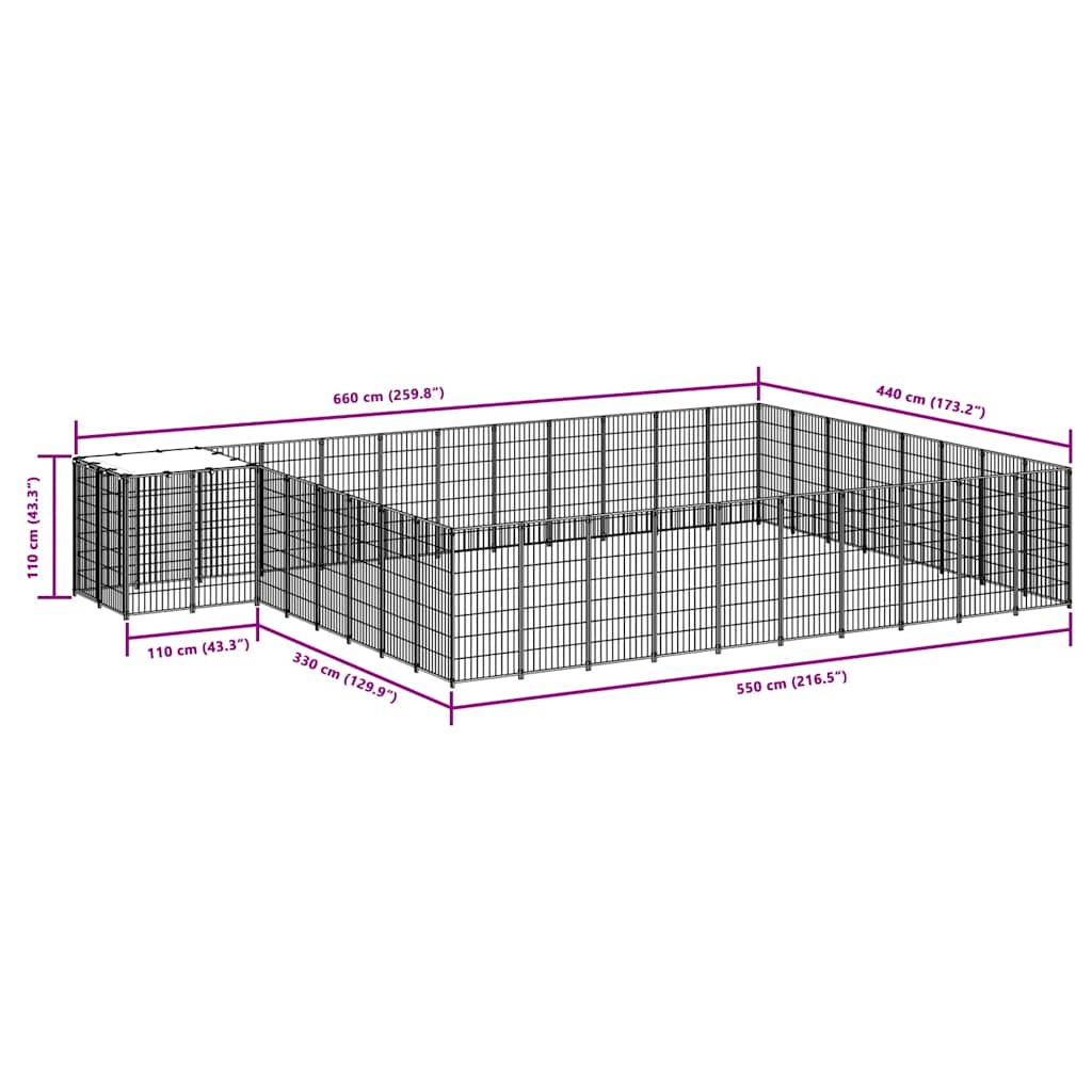 Hundgård silver 25,41 m² stål