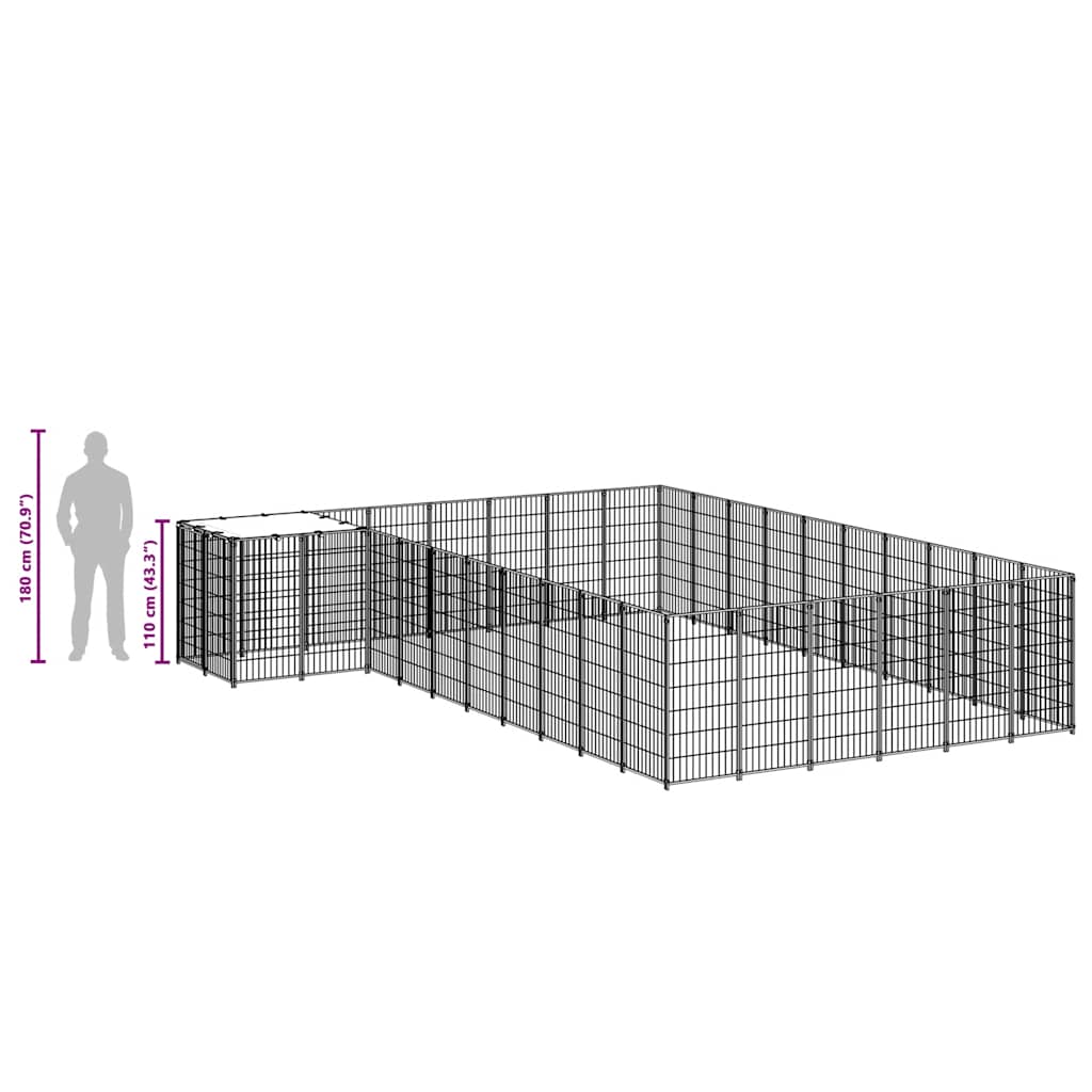 Hundgård svart 19,36 m² stål