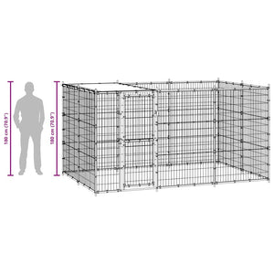 Hundgård för utomhusbruk med tak stål 7,26 m²