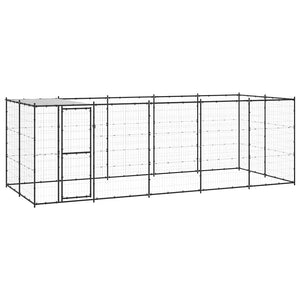 Hundgård för utomhusbruk med tak stål 12,1 m²