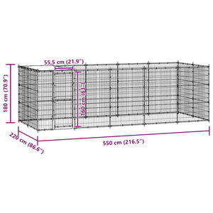 Hundgård för utomhusbruk med tak stål 12,1 m²