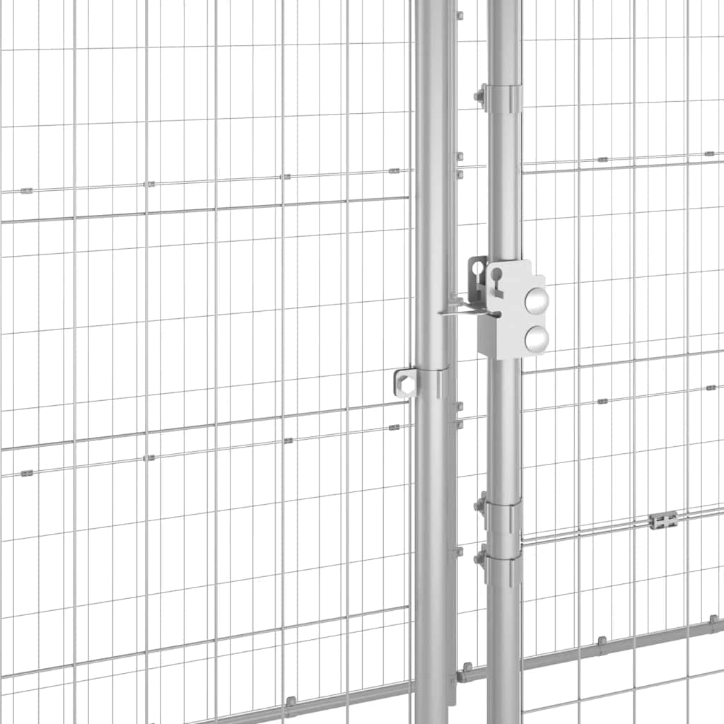 Hundgård för utomhusbruk galvaniserat stål med tak 12,1 m²