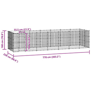 Hundgård för utomhusbruk galvaniserat stål med tak 16,94 m²