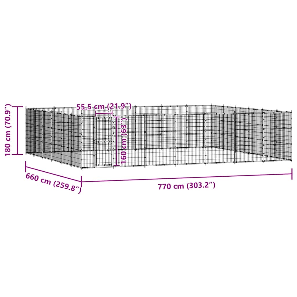 Hundgård för utomhusbruk stål 50,82 m²