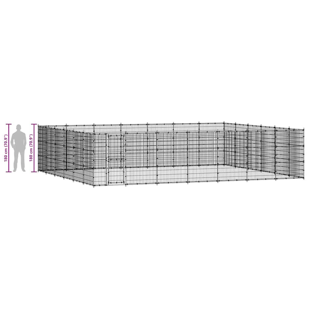Hundgård för utomhusbruk stål 50,82 m²