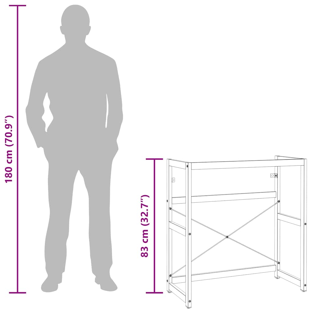Ram för tvättställ svart 79x38x83 cm järn