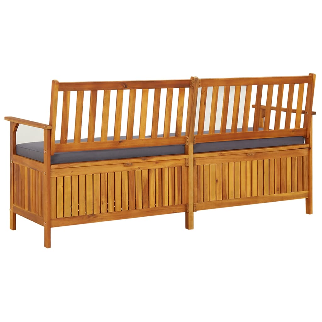 Förvaringsbänk med dyna 170 cm massivt akaciaträ