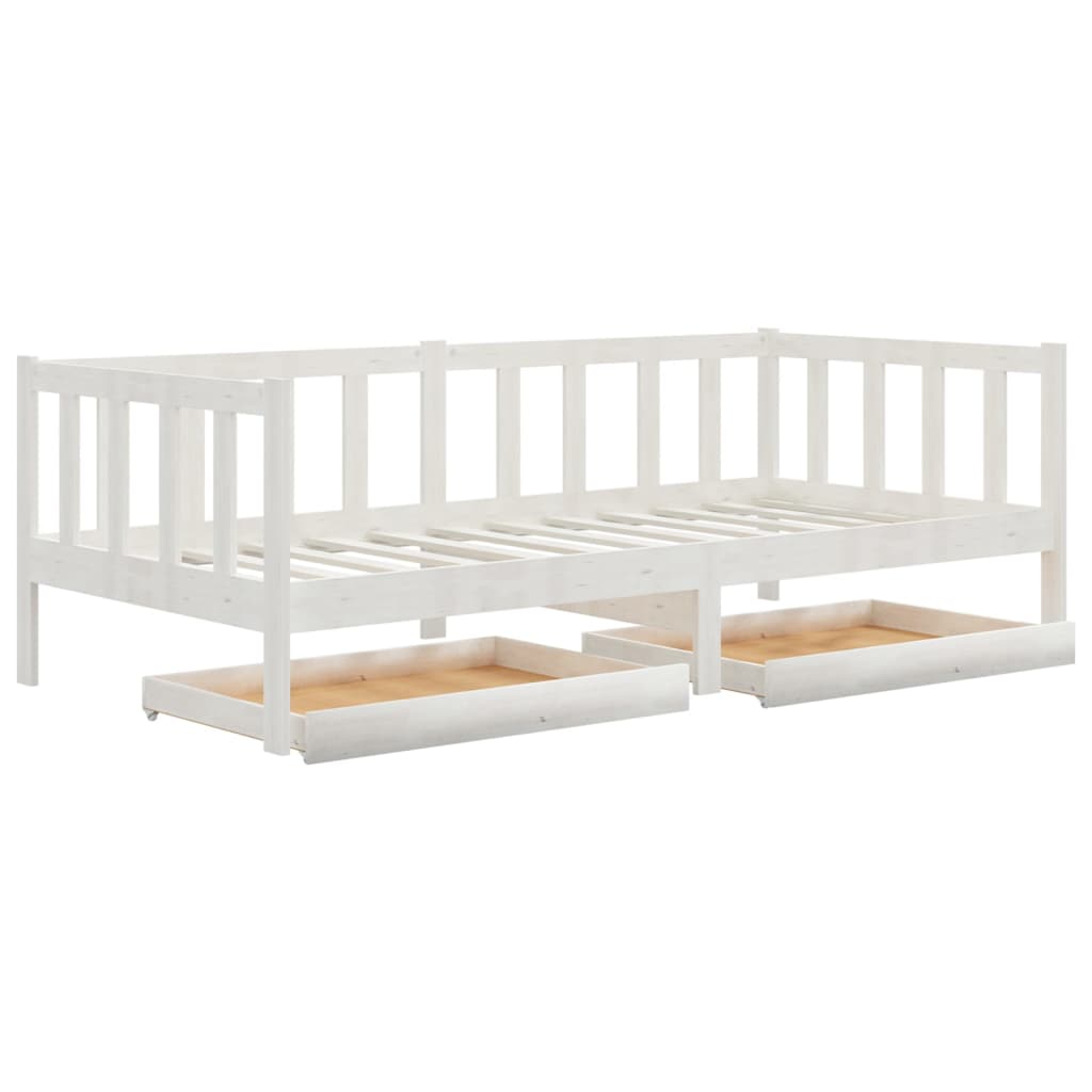Dagbädd med lådor 90x200 cm vit massiv furu