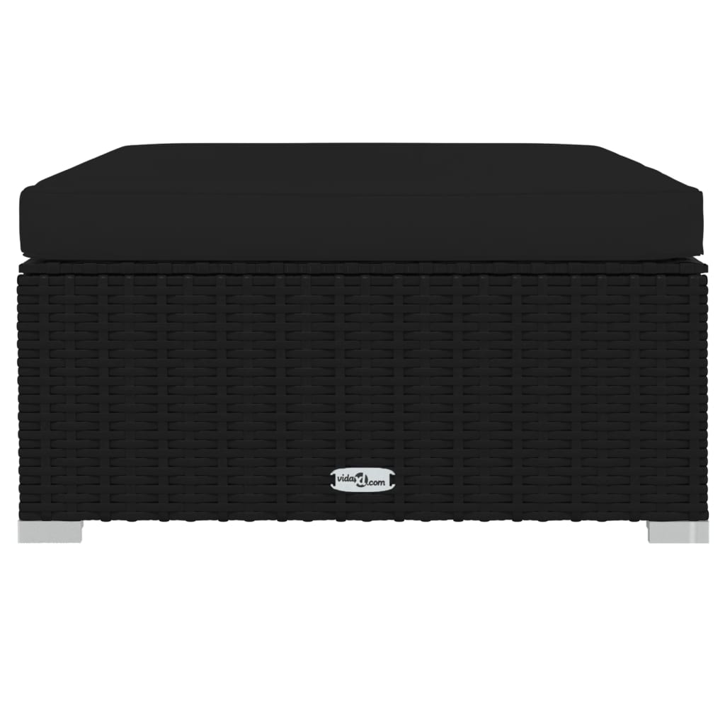 Fotpall med dyna konstrotting svart 70x70x30 cm