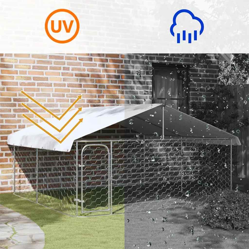 Hundgård för utomhusbruk med tak 300x300x150 cm