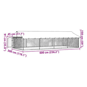 Hundgård för utomhusbruk med tak 600x300x150 cm
