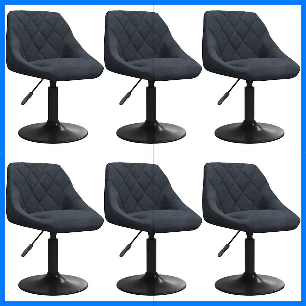 Snurrbara matstolar 6 st mörkgrå sammet