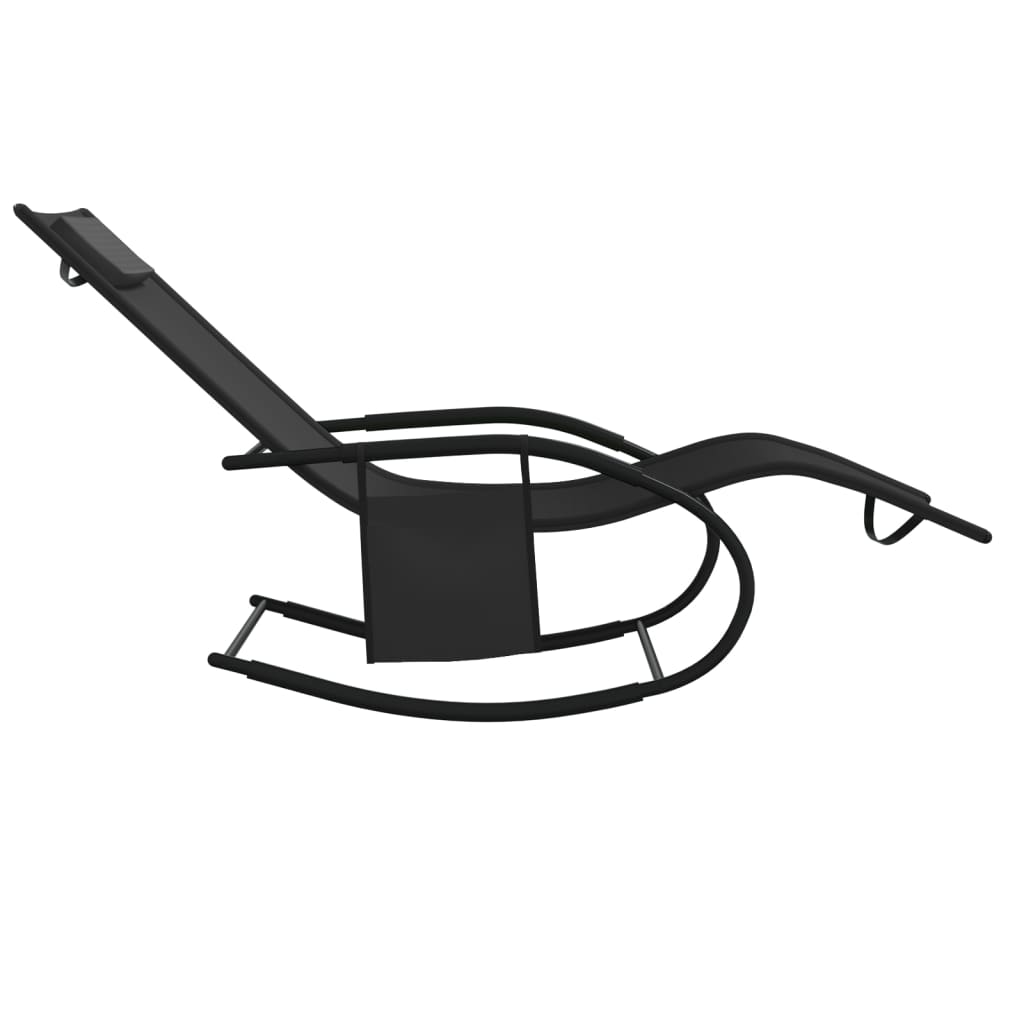 Gungande solsängar 2 st svart stål och textilene