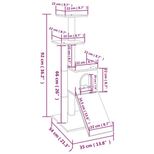 Klösträd med klöspelare i sisal ljusgrå 92 cm