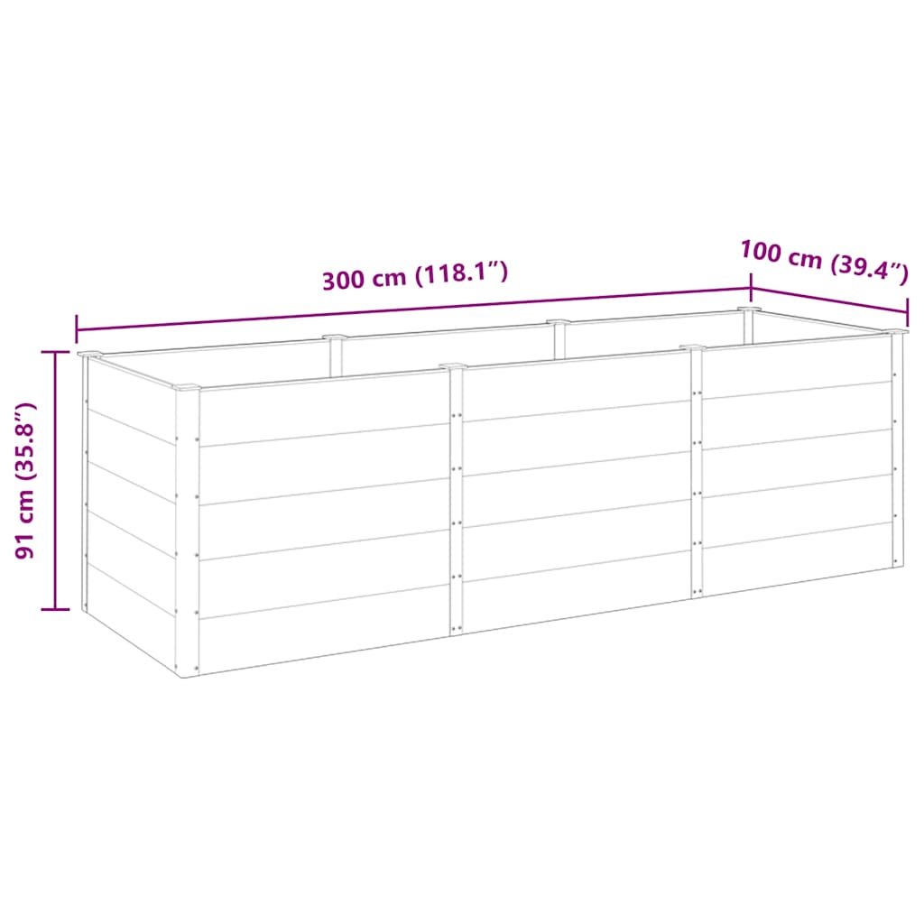 Odlingslåda upphöjd 300x100x91 cm WPC grå