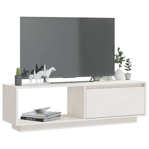 Tv-bänk vit 110x30x33,5 cm massiv furu