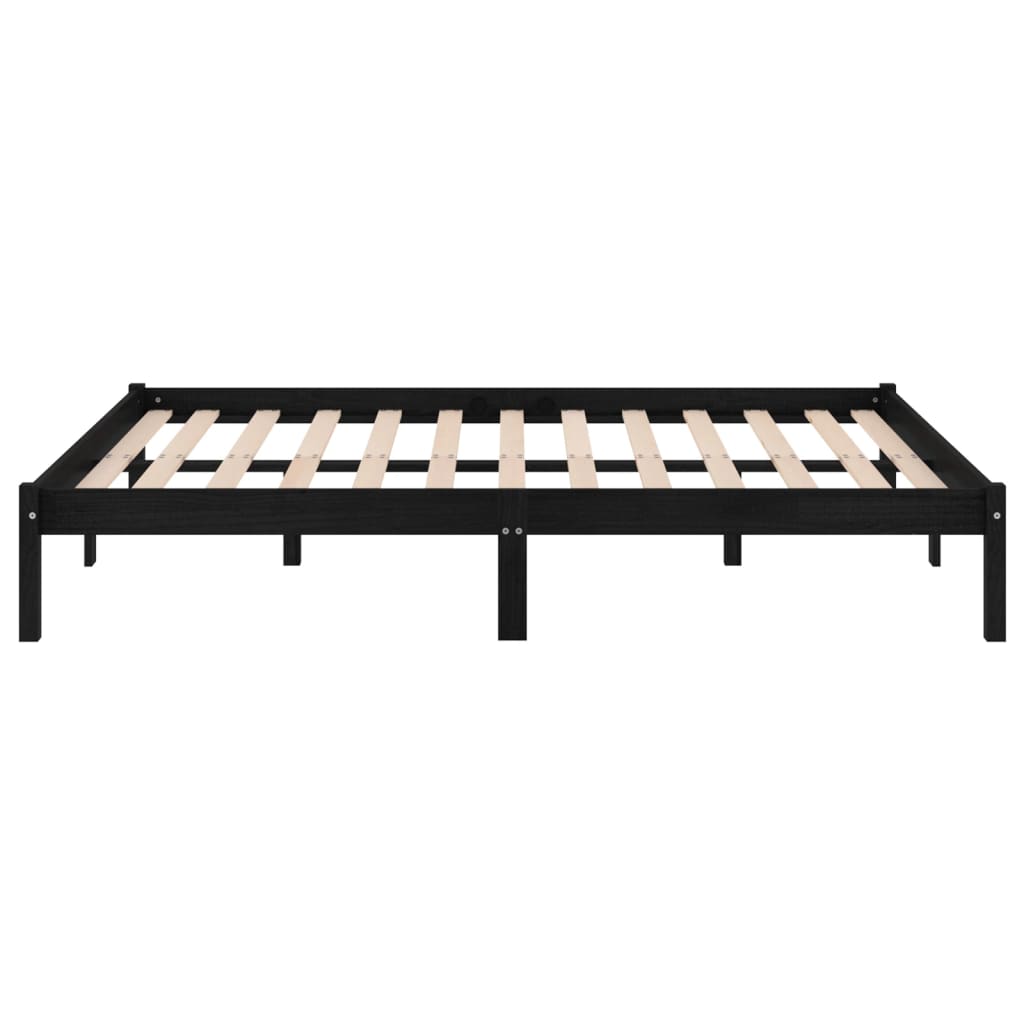 Sängram svart massiv furu 200x200 cm