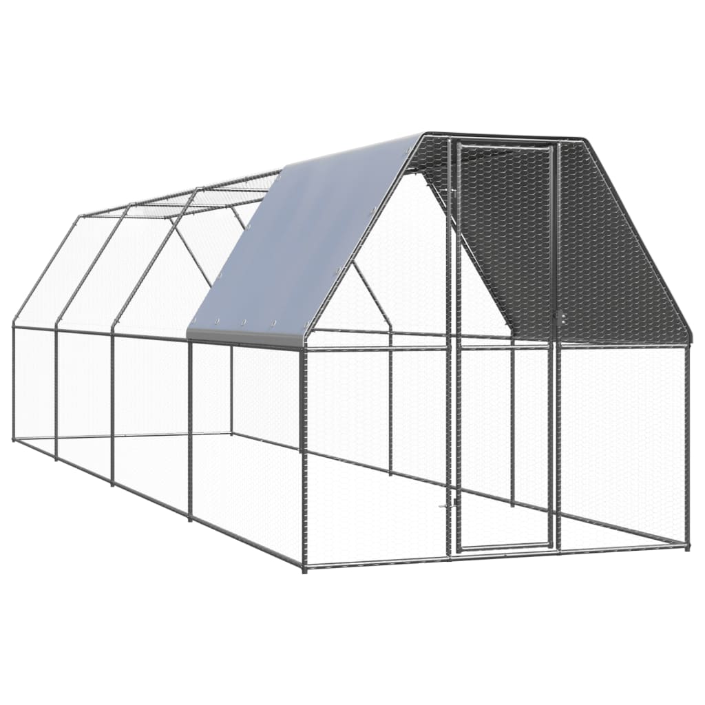 Hönsbur för utomhusbruk 2x8x2 m galvaniserat stål
