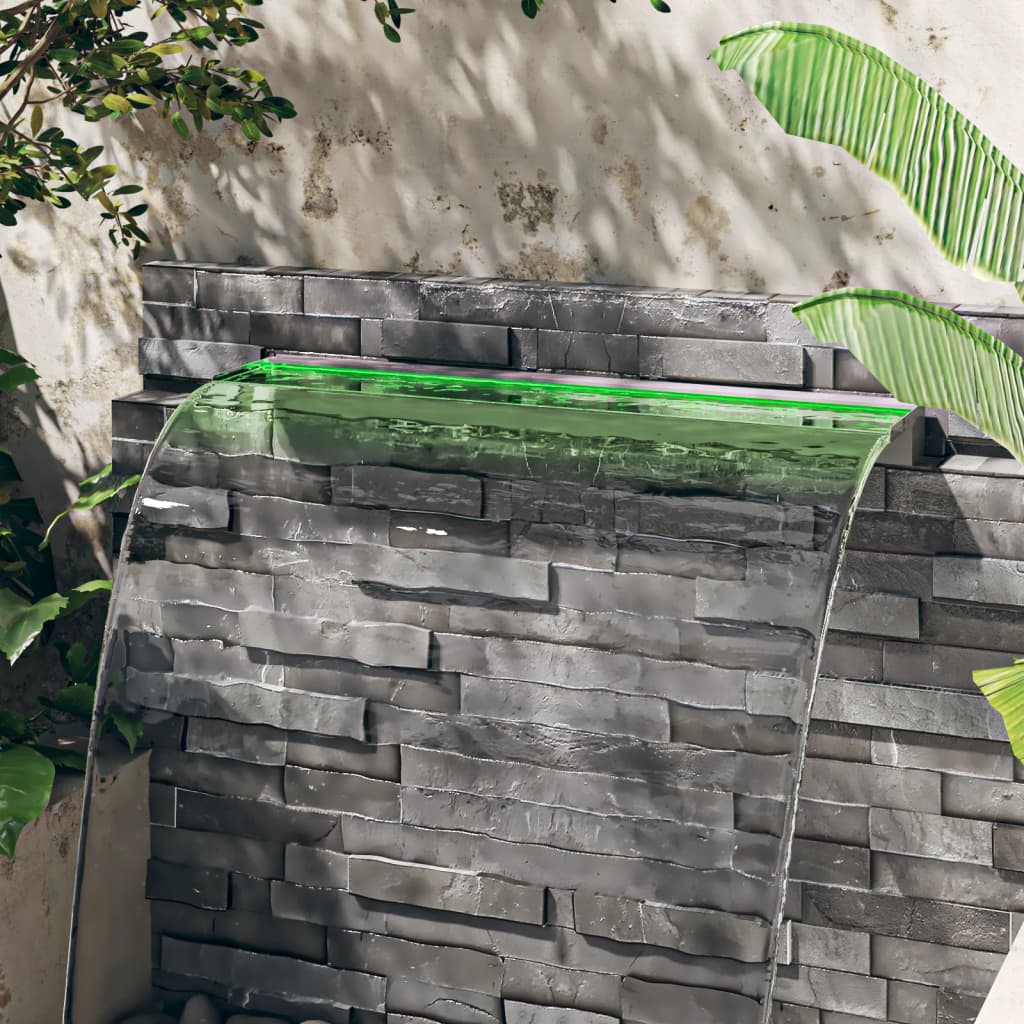 Vattenfall med RGB LED rostfritt stål 108 cm