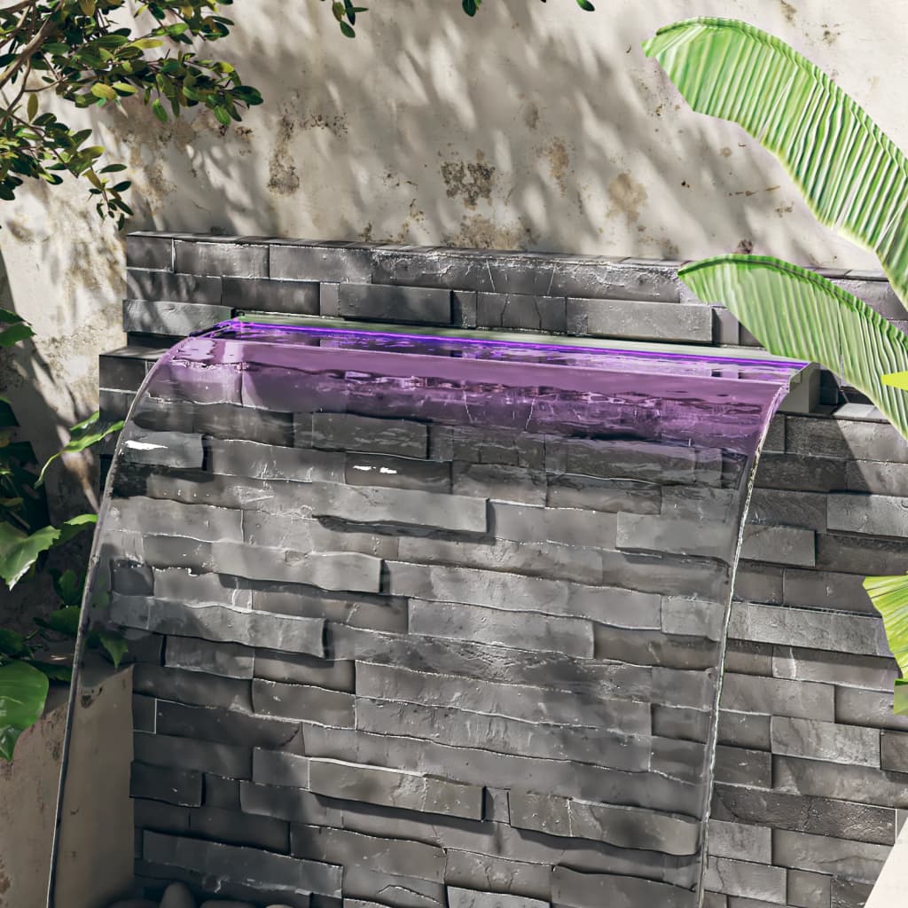 Vattenfall med RGB LED rostfritt stål 108 cm