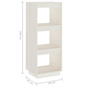 Bokhylla/Rumsavdelare vit 40x35x103 cm massiv furu