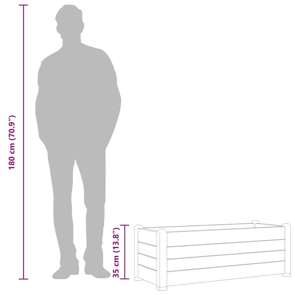 Upphöjd odlingslåda PP stengrå 100x43x35 cm