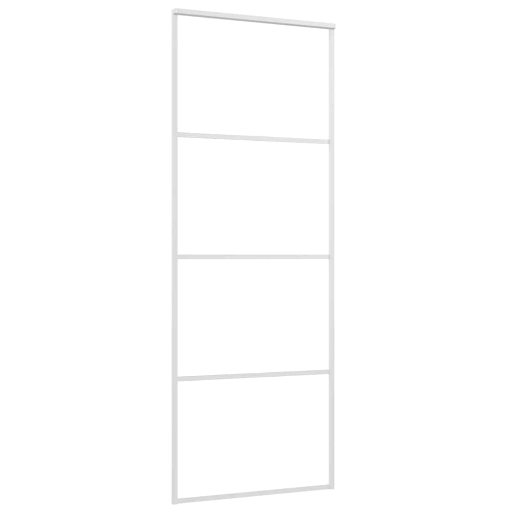 Skjutdörr frostat ESG-glas och aluminium 76x205 cm vit