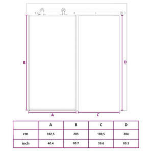 Skjutdörr svart 102,5x205 cm ESG-glas och aluminium