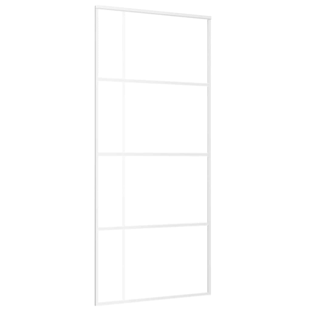 Skjutdörr frostat ESG-glas och aluminium 90x205 cm vit