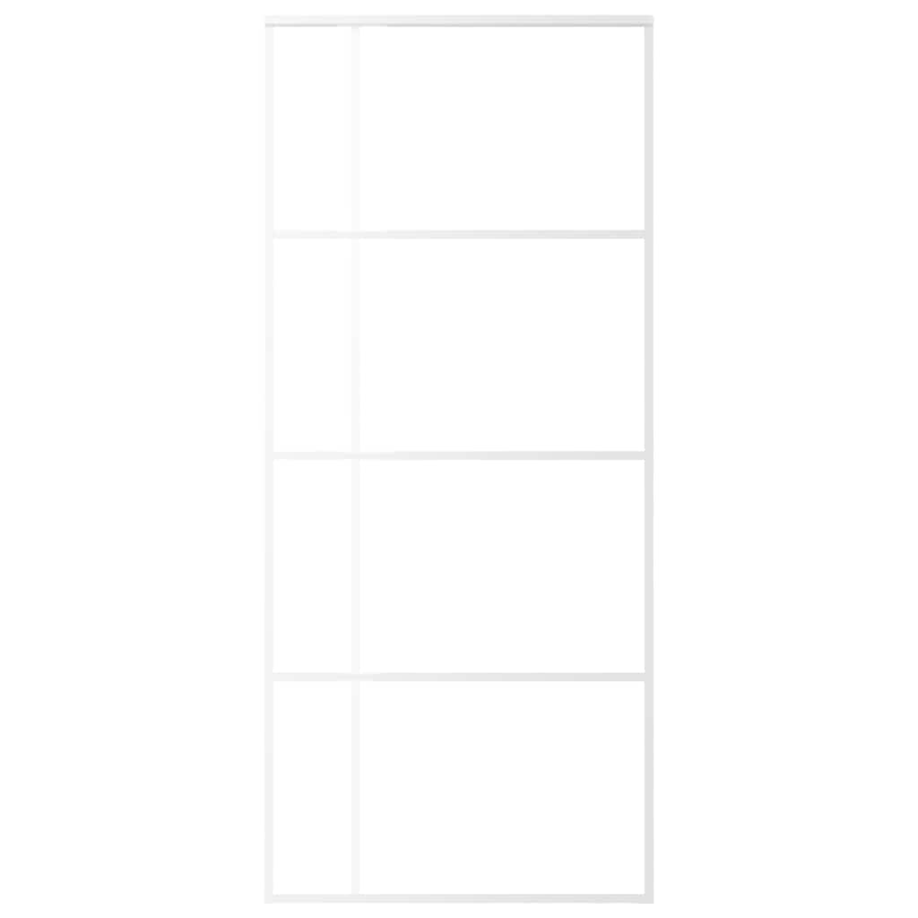 Skjutdörr frostat ESG-glas och aluminium 90x205 cm vit