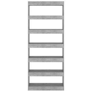 Bokhylla/Rumsavdelare betonggrå 80x30x198 cm konstruerat trä