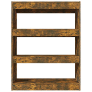 Bokhylla/Rumsavdelare rökfärgad ek 80x30x103 cm konstruerat trä