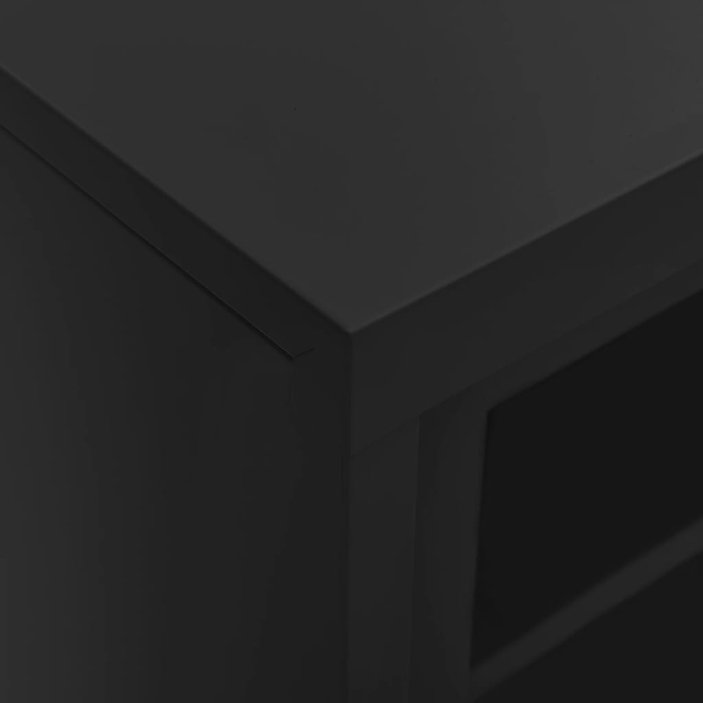 Dokumentskåp med skjutdörr och odlingslåda antracit stål