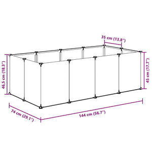 Smådjursbur svart 144x74x46,5 cm PP och stål