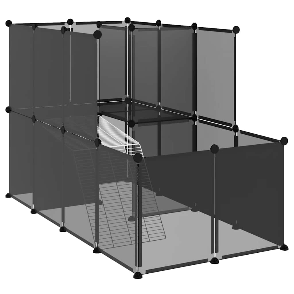 Smådjursbur svart 142x74x93 cm PP och stål