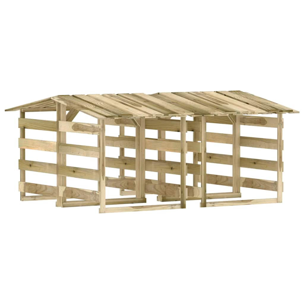 Pergola med tak 4 delar 100x90x100 cm impregnerad furu