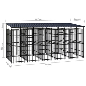 Hundgård för utomhusbruk ståltak 9,22 m²