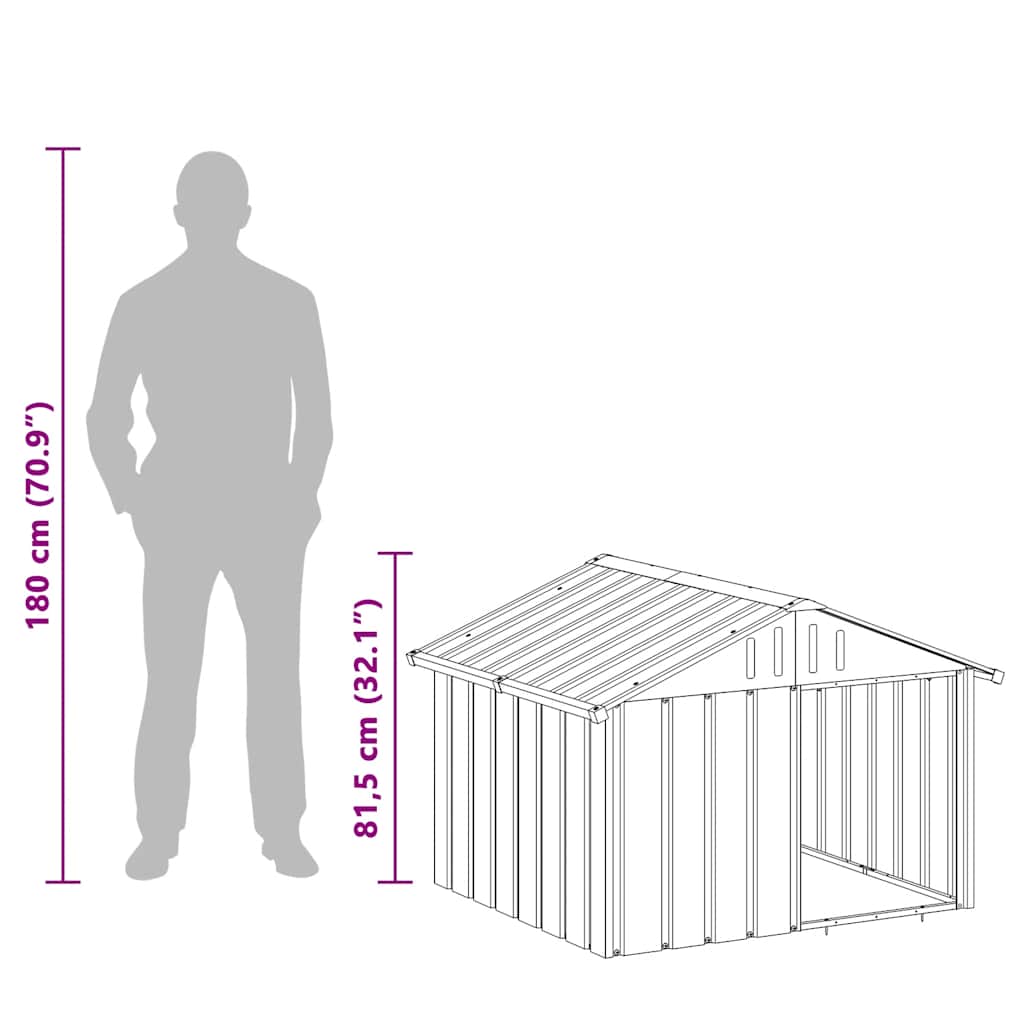 Hundgård grå 116,5x103x81,5 cm galvaniserat stål