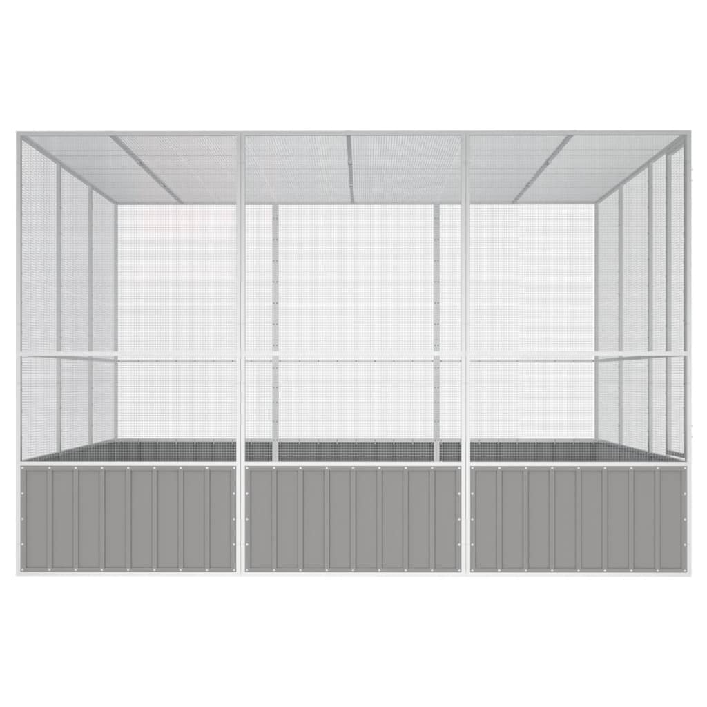 Fågelbur grå 302,5x324,5x211,5 cm galvaniserat stål