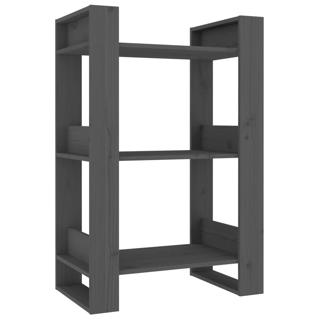 Bokhylla/Rumsavdelare grå 60x35x91 cm massiv furu