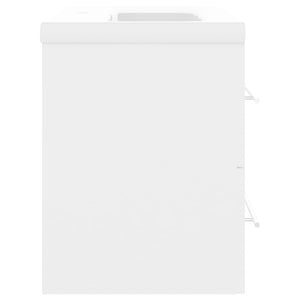 Badrumsskåp med inbyggt handfat vit konstruerat trä