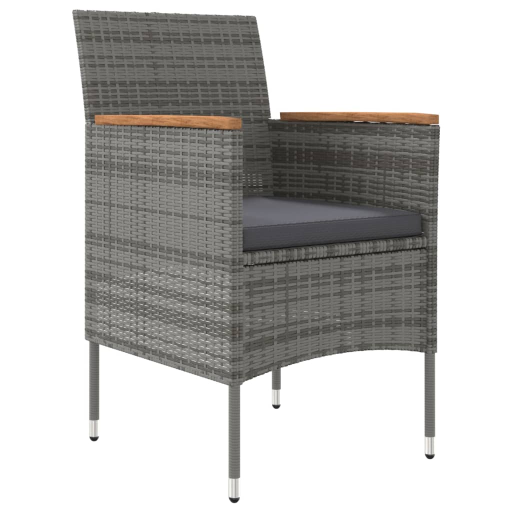 Matgrupp för trädgården med dynor 7 delar grå och svart