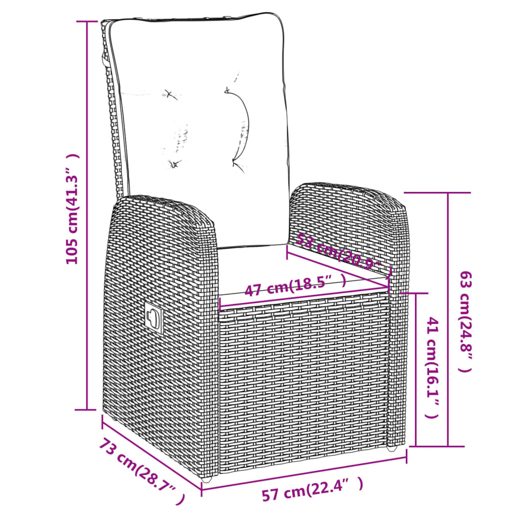 Matgrupp för trädgården med dynor 5 delar svart