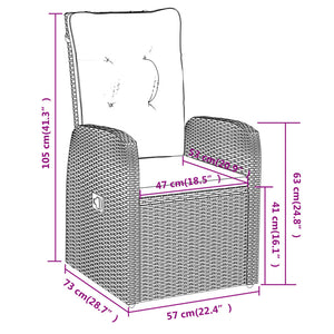 Matgrupp för trädgården med dynor 5 delar svart