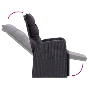 Matgrupp för trädgården med dynor 7 delar svart