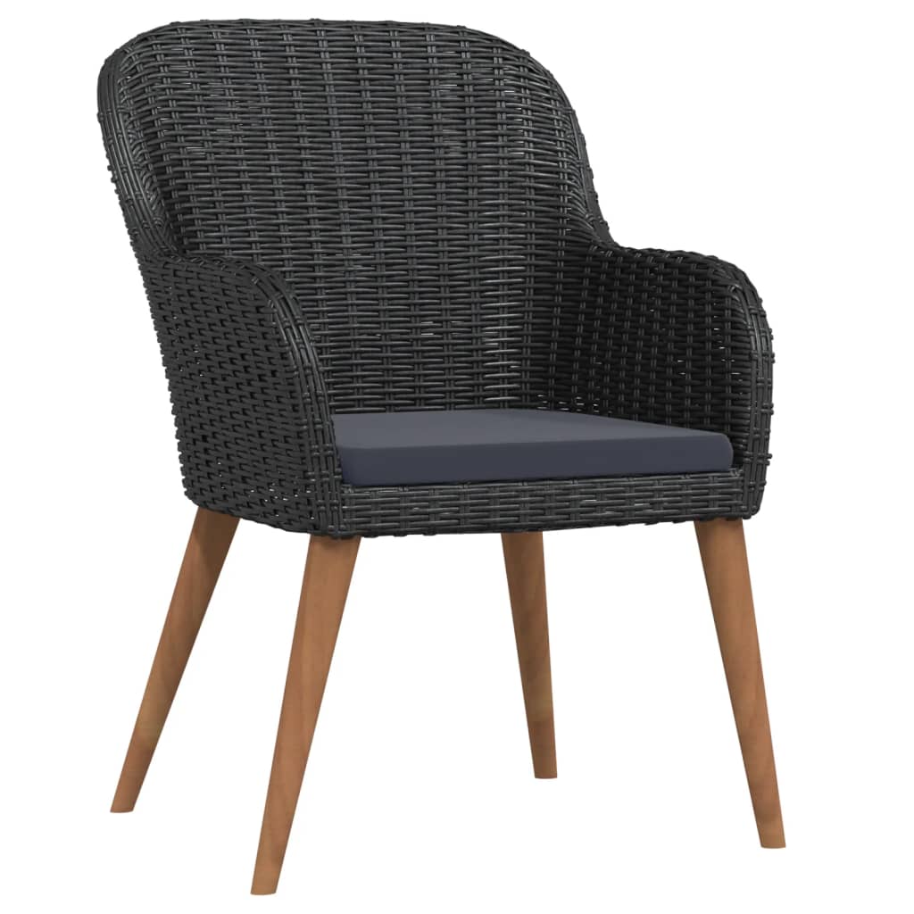 Matgrupp för trädgården med dynor 5 delar svart