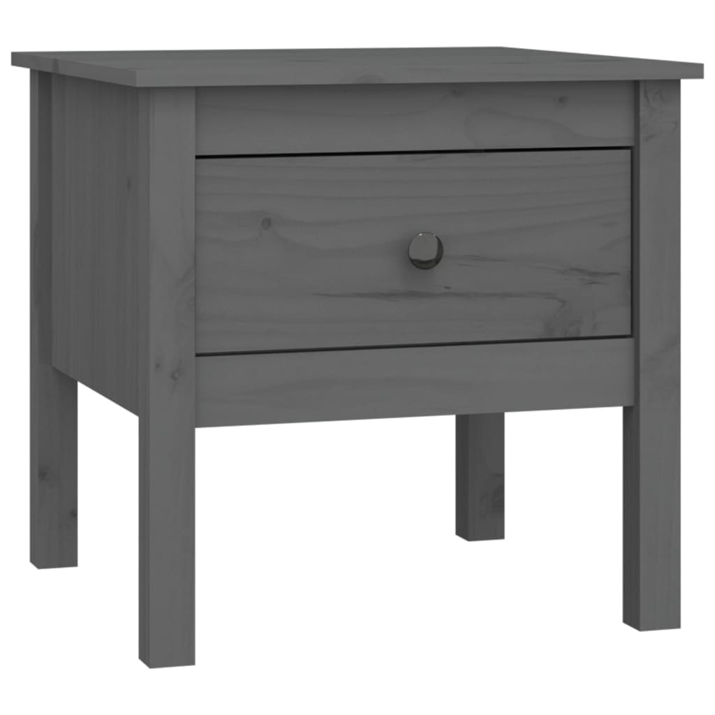 Sidobord grå 50x50x49 cm massivt furuträ