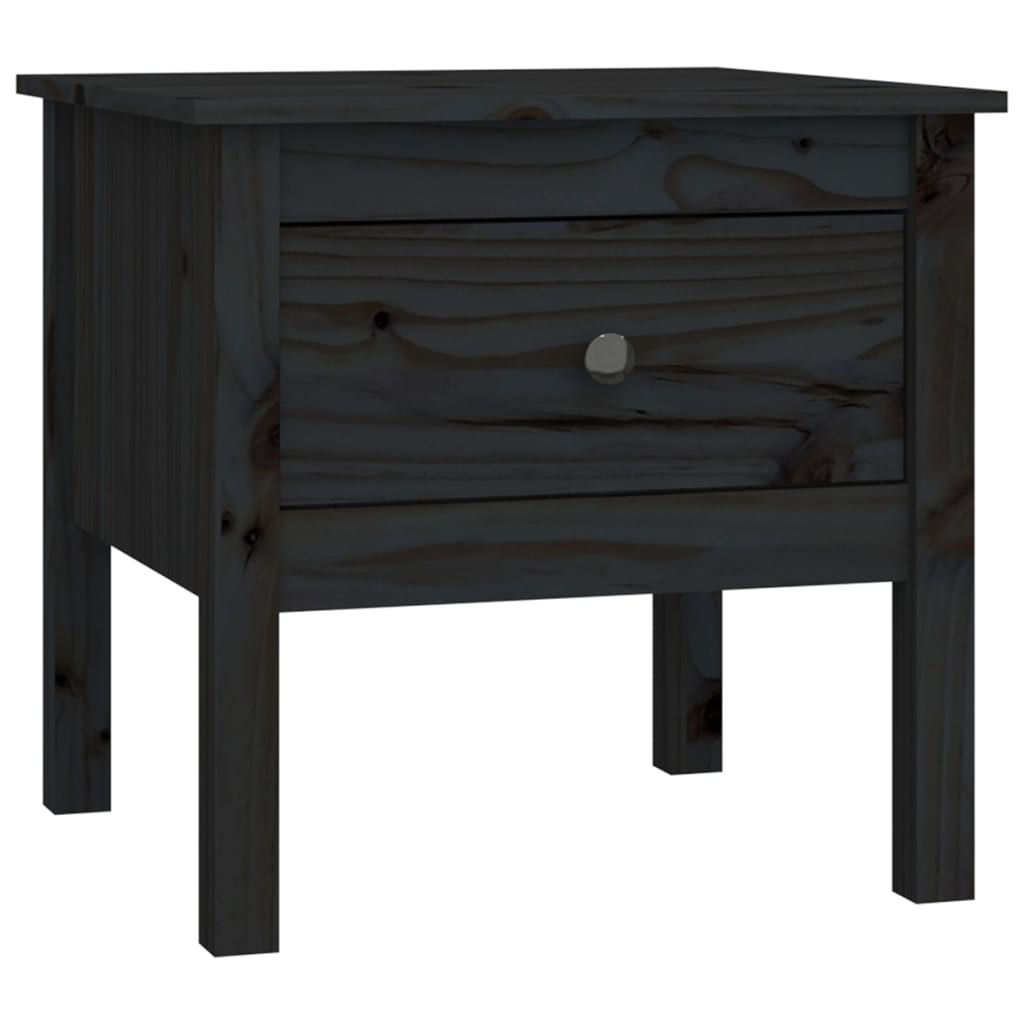Sidobord svart 50x50x49 cm massivt furuträ