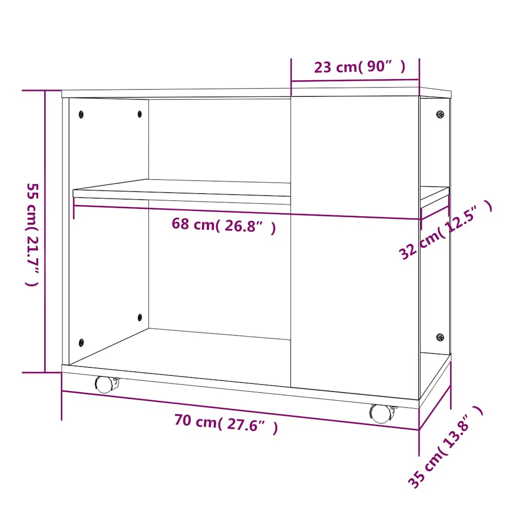 Sidobord grå sonoma 70x35x55 cm konstruerat trä
